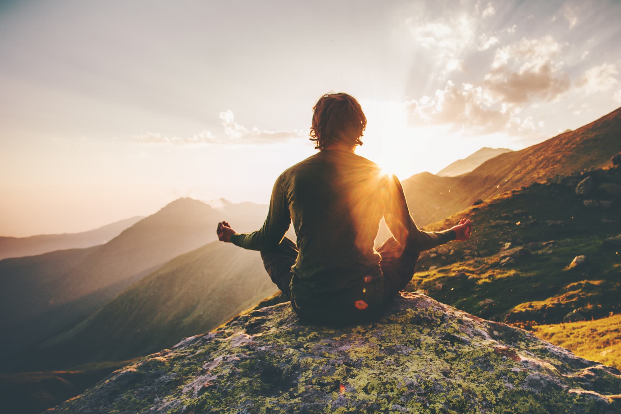 Man meditating in nature
